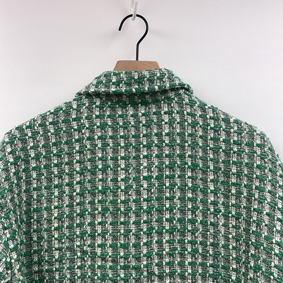 Anthropologie Maeve Plaid Tweed Relaxed Shacket Shirt Jacket Preppy Green XL - Picture 7 of 12